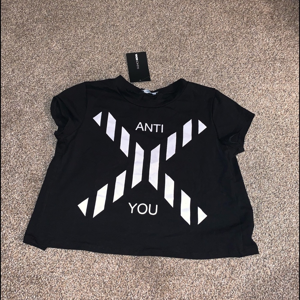 NWT Black and white open back crop top